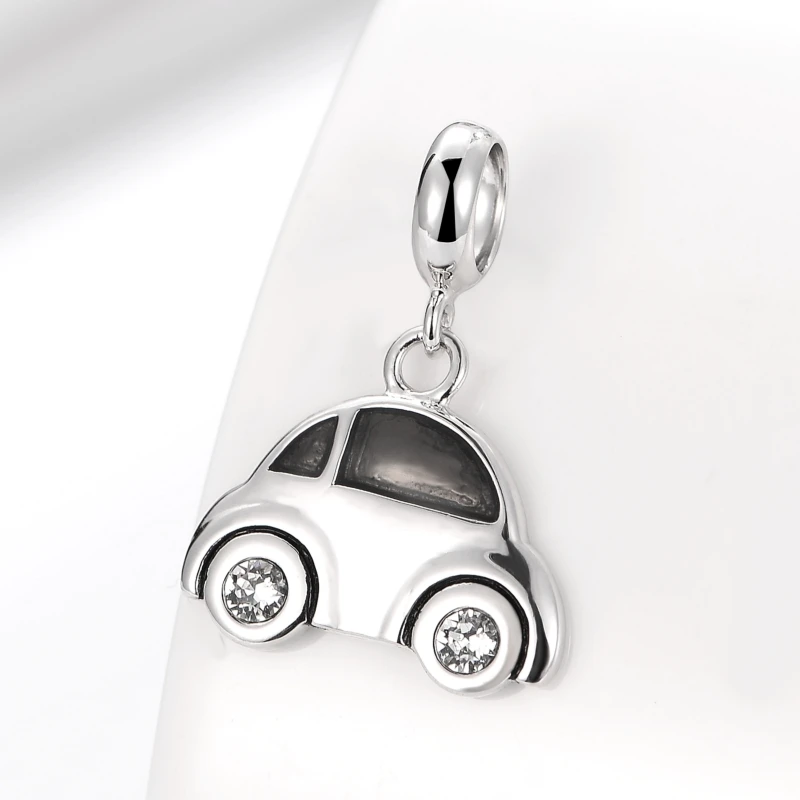STEP FORWARD Hot 925 Sterling Sliver Grey CZ Paved Car Pendant Fit Bracelet &amp Bangle Fashion Silver Jewelry Birthday Gift SF375C |
