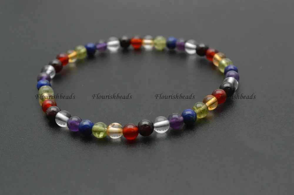 Браслеты из чакр с эластичной линией ювелирные изделия 4 мм разные камни круглые