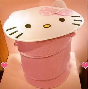 Hello kitteThe collapsible cartoon admission barrel Toy bucket Laundry Hamper Storage basket | Дом и сад