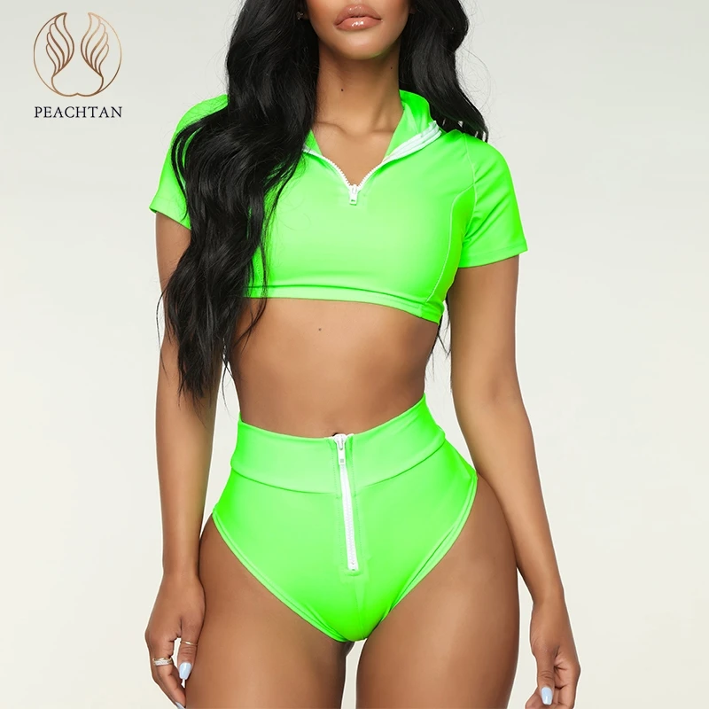 BerryGo спортивный купальник на молнии Женский пуш ап черный женский купальный