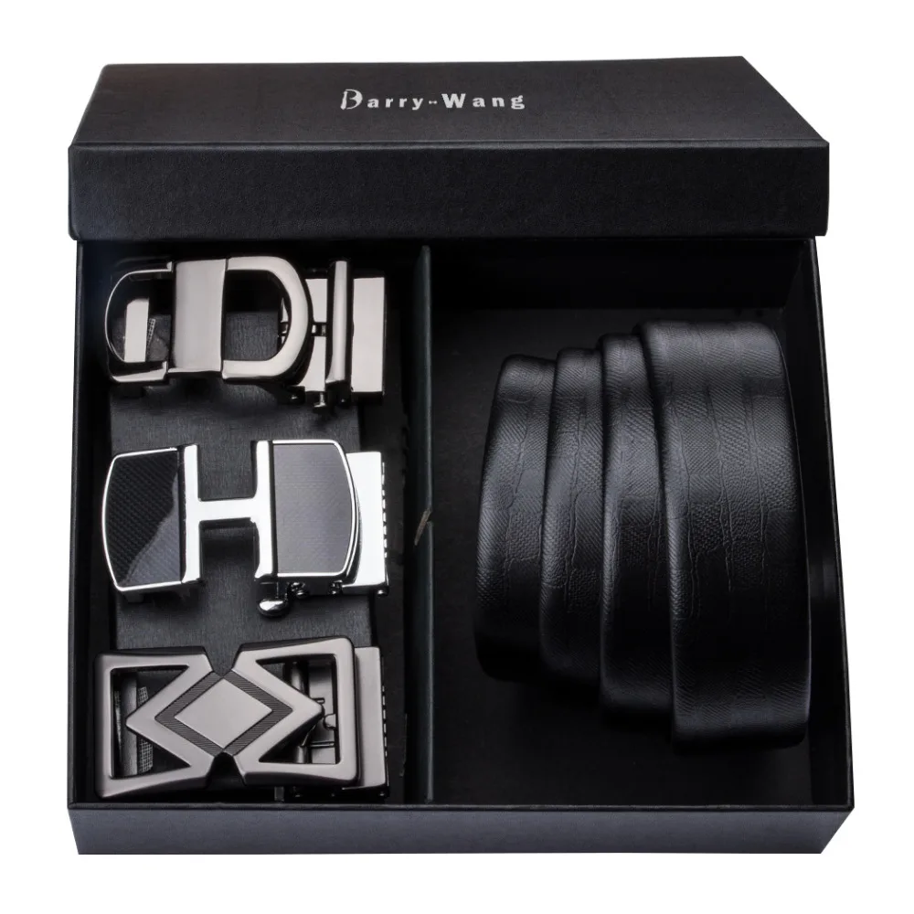 

PT-0003 Barry.Wang Automatic Buckle Genuine Leather luxury Belts For Men 110cm-150cm Long Male Alloy buckle Belts Gift Box Sets