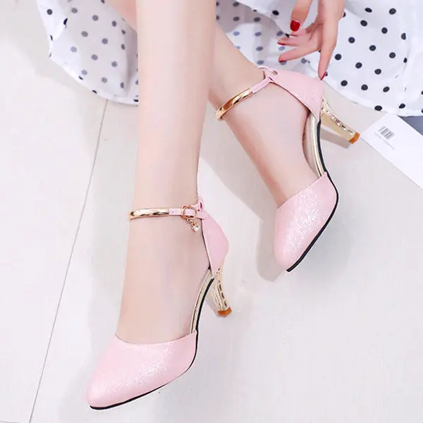 34-40 size Summer women shoe 5cm-6cm heel cover sandals fashion korean thin lady office pointed shoes | Обувь