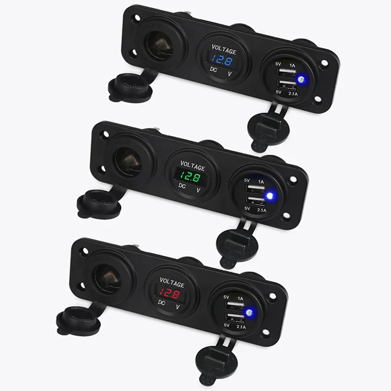 Автомобильный прикуриватель Urbanroad с двумя USB портами 12 В/24 В синий светодиодный