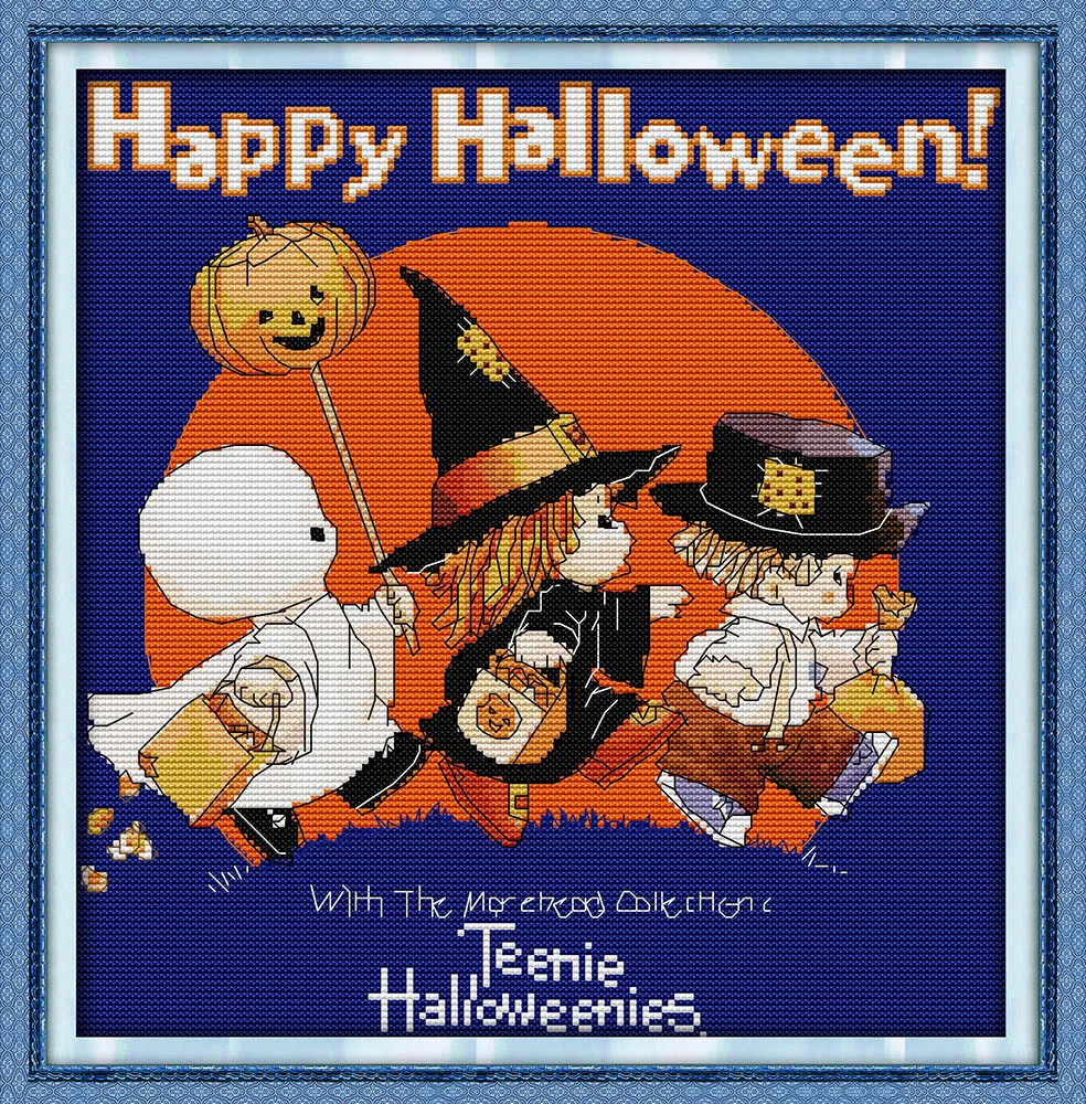 

Happy Halloween (2) cross stitch kit cartoon printed aida 14ct 11ct cotton hand embroidery DIY handmade needlework supplies bag