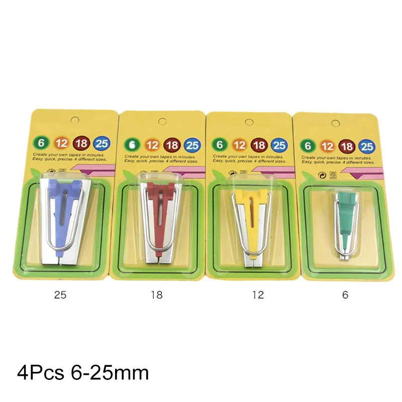 4Pcs Инструменты для лоскутного шитья, 4 размера, для изготовления косой ленты, Аксессуары для шитья, для бытовой машины, портативные швейные инструменты для квилтинга - Цвет: 4Pcs