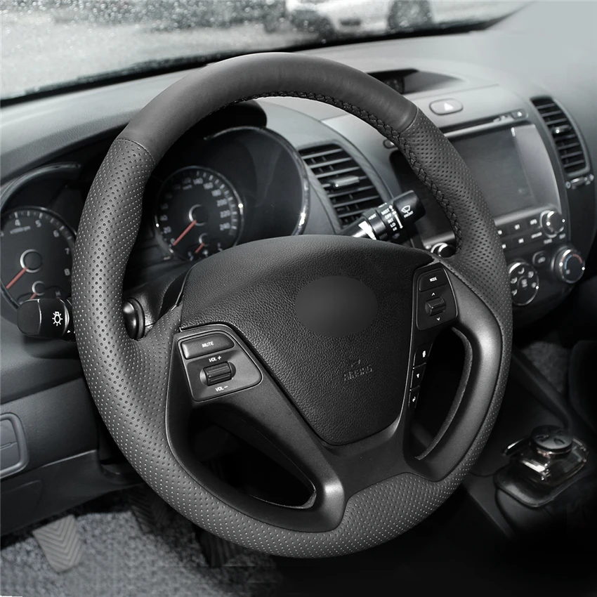 Черный чехол рулевого колеса автомобиля из искусственной кожи для Kia K3 2013 2018 Ceed Cee