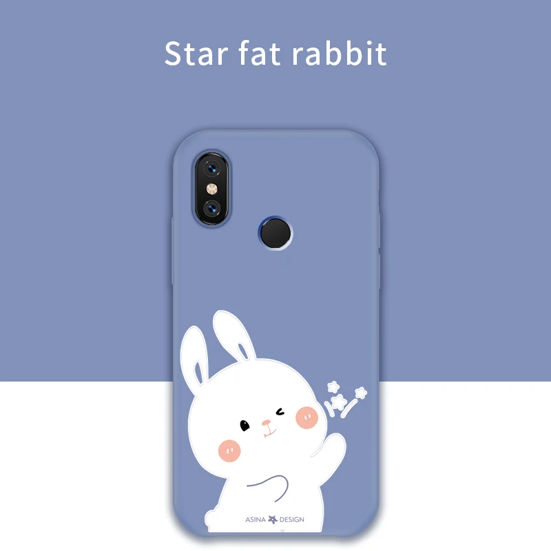 Star Fat Rabbit Жидкий силиконовый чехол для Xiao mi Red mi Note 7, однотонный бампер с милыми мультяшными котами для Xiaomi mi 8 9, Fundas Coque Capas - Цвет: Star Fat Rabbit
