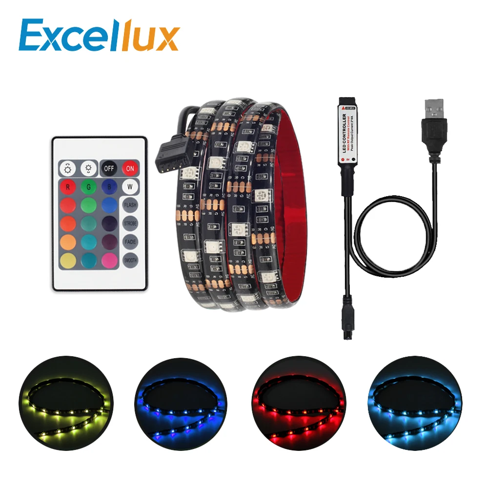 5 V USB Светодиодные ленты 5050 RGB ИК-пульт дистанционного управления с 24-мя клавишами/мини 3Key контроллер для ТВ фоновое освещение Светодиодная полоска свет IP20/IP65 из водонепроницаемого материала