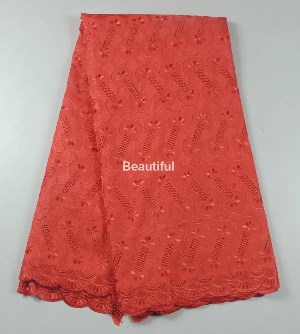vintage red Nigerian style African lace Fabric/Swiss Voile Lace for fashion dress Attire gele 5yds with Rhines stones | Дом и сад