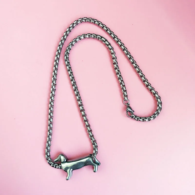 Новый металлический 3d чокер из нержавеющей стали в виде таксы &quotсобака&quot