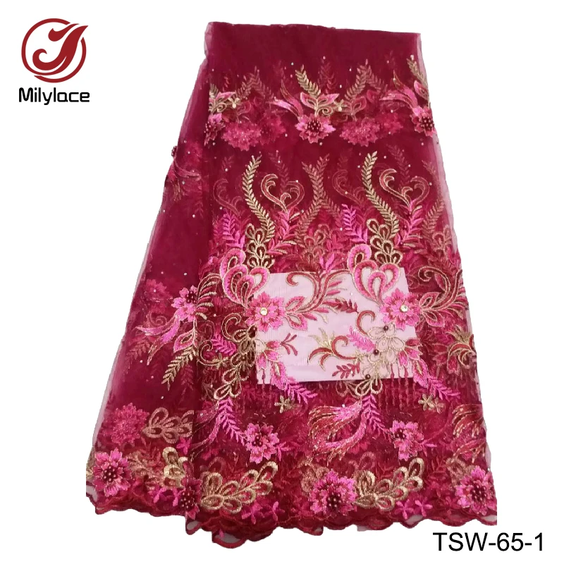 Nice quality African lace fabric with rhinestone french beaded tulle net for fairy lady dress TSW-65 | Дом и сад