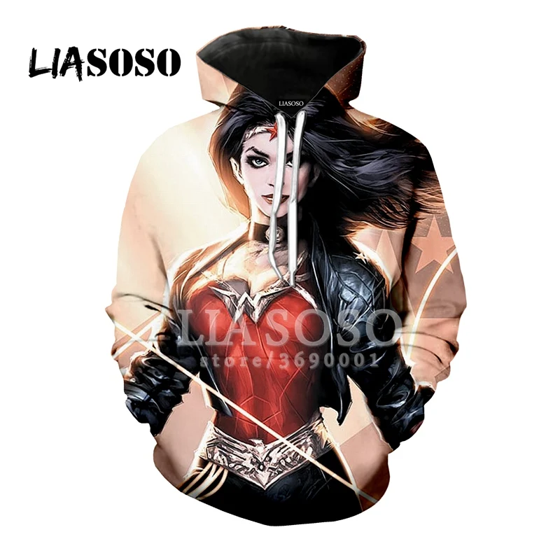 LIASOSO 3D принт для женщин и мужчин комиксы чудо женщина Диана Принц толстовки с