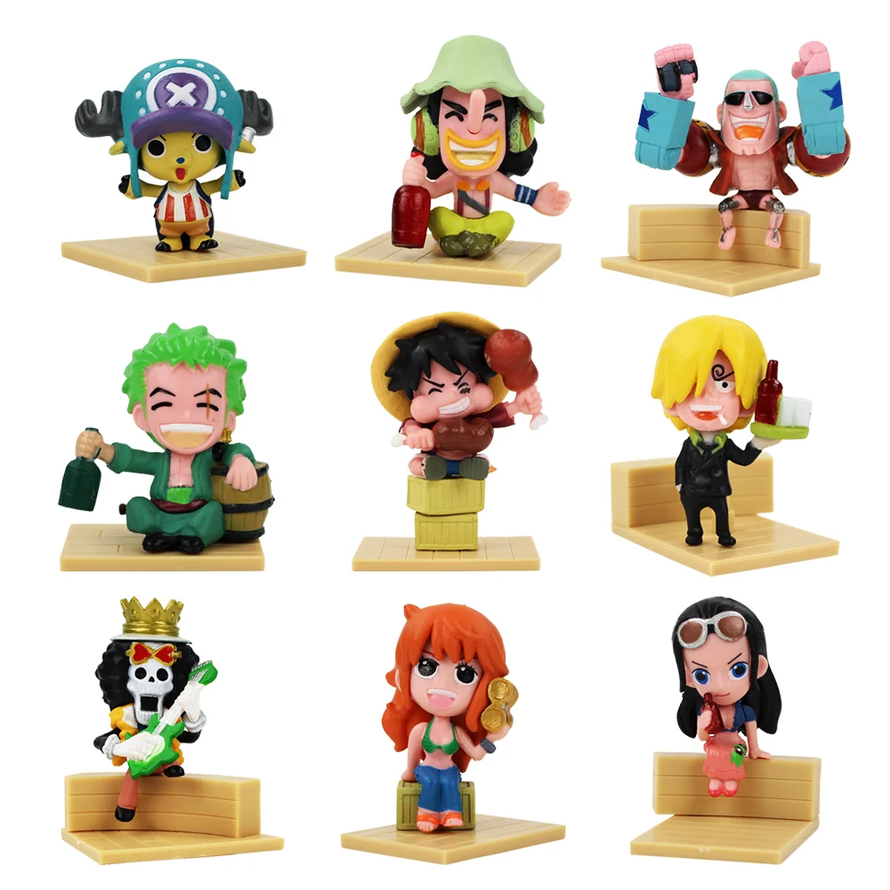 9 шт./лот 4-6 см Luffy Nami Zoro Franky Usopp Sanji Chopper Robin ПВХ экшн-фигурка Коллекционная модель