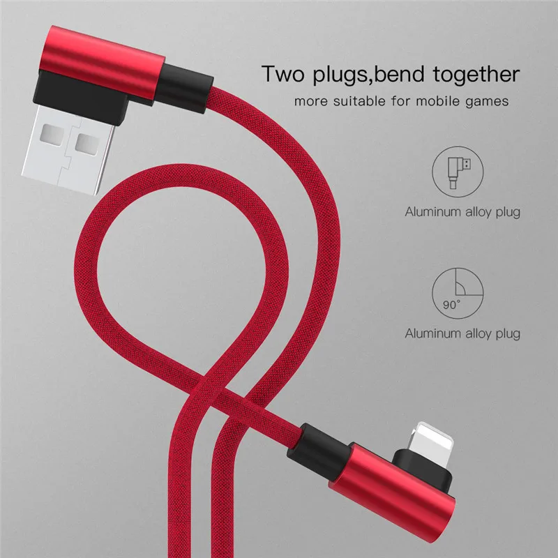 Для iphone зарядное устройство USB кабель Быстрая зарядка 90 градусов usb шнур 8-контактный кабель для iphone X Xs Max 8 7 6 plus 6s 5 5S se ipad кабель