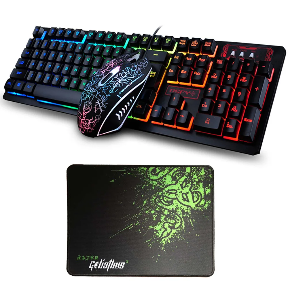 Combo 2 K-13 Usb Проводная Радужная подсветка освещенные мультимедиа эргономичная игровая клавиатура+ 2400 dpi оптическая игровая мышь наборы+ коврик для мыши - Цвет: Combo 2