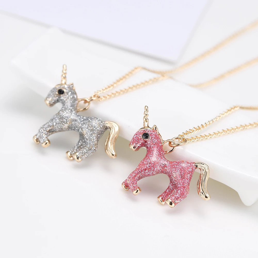 1 шт. эмалированное ожерелье с кулоном в виде единорога розовый или серый цвет |