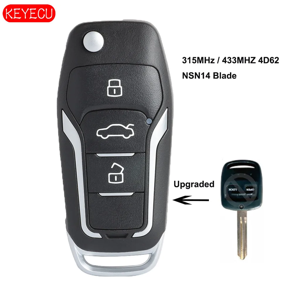 Keyecu Upgraded Flip Remote Key 315/433MHZ 4D62 Chip for Subaru Forester Liberty Outback Impreza NSN14 Uncut Blade