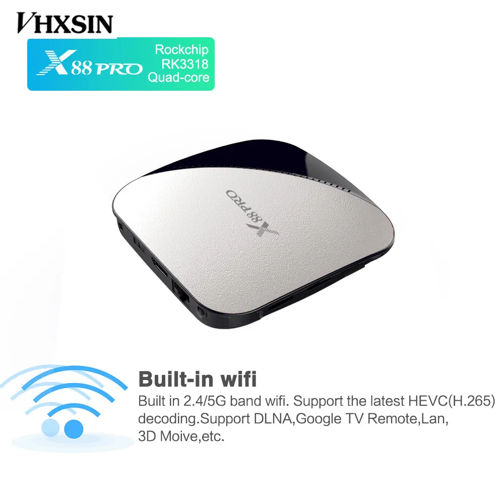 VHXSIN 2 шт./лот X88 Pro Smart TV Box Android 9 0 TVbox Rockchip RK3318 встроенный Wifi 4K 60fps | Электроника