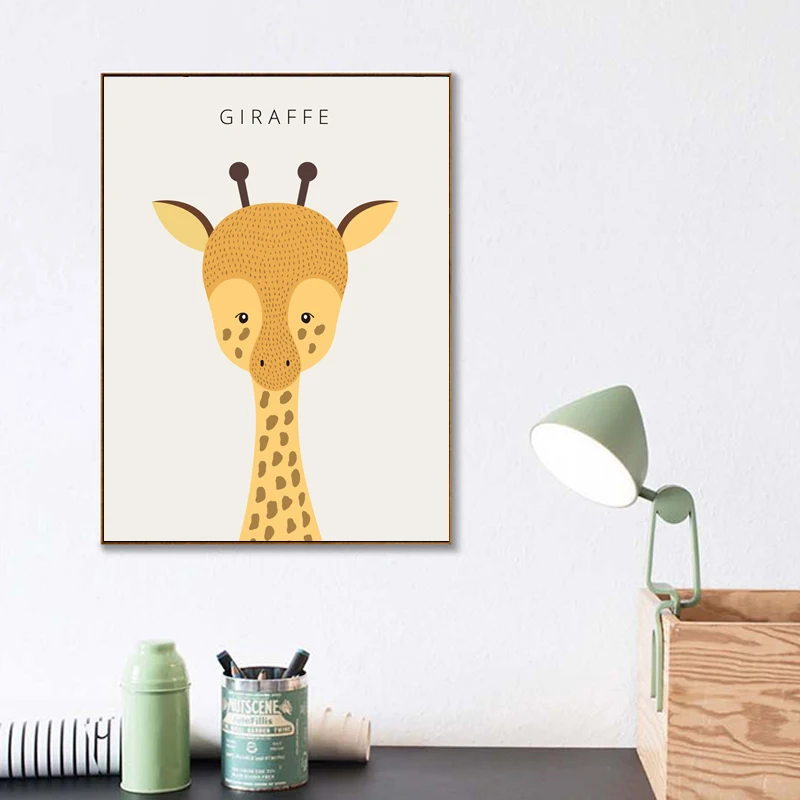 Постер с принтом в виде милых животных картина на стену минималистическом стиле