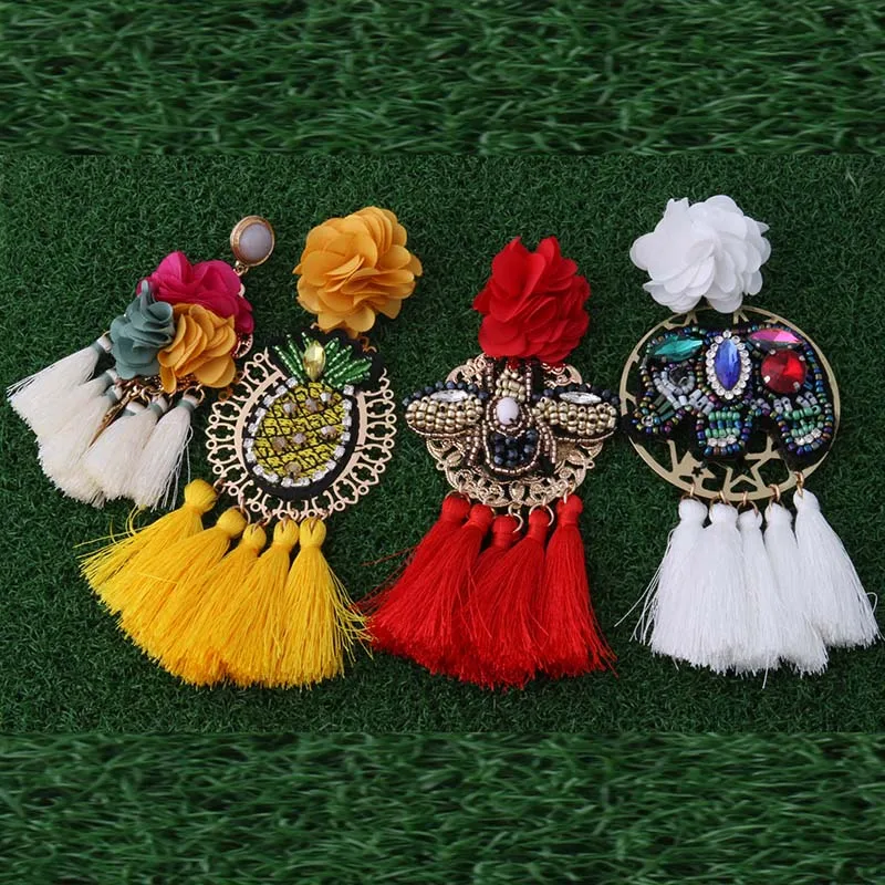 Большие серьги NeeFu WoFu в европейском и американском стиле цветы Серьги-кисточки