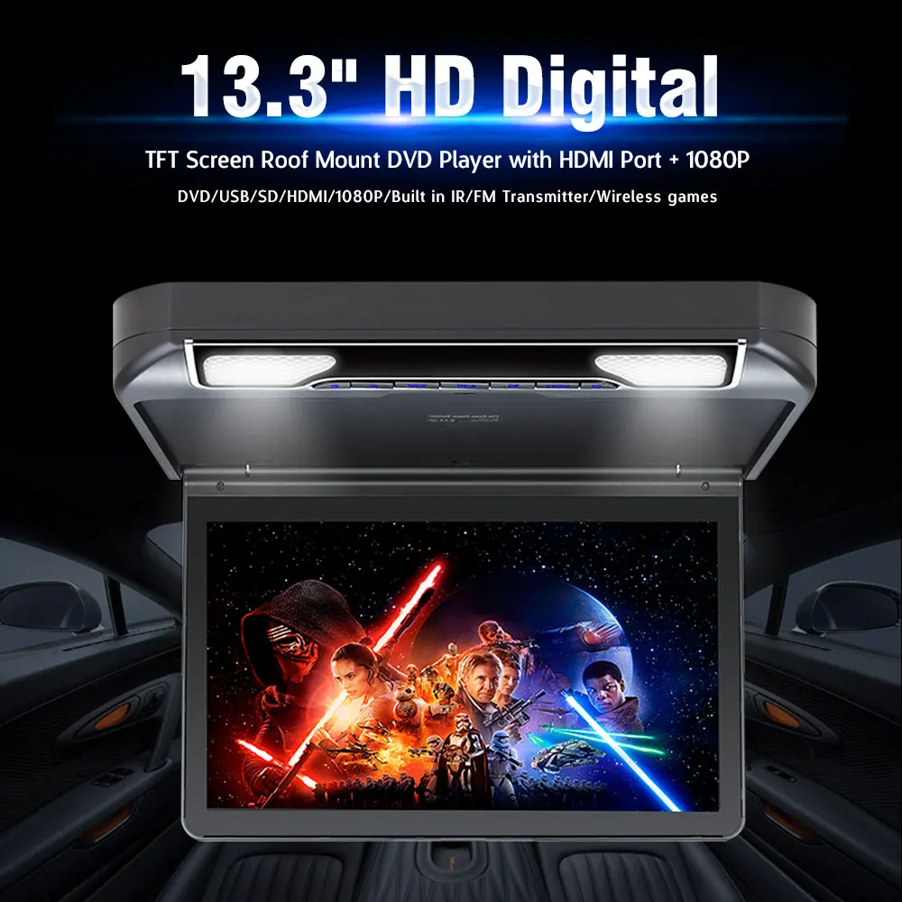 

13.3 inch Roof DVD Player with MP5 IR/FM Transmitter HDMI