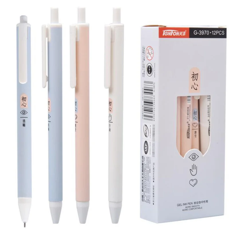 

12 pcs/box Kawaii High Sign Pens Fresh 0.5mm Black Ink Gel Pen for Office & School Supplies Korean Stationery