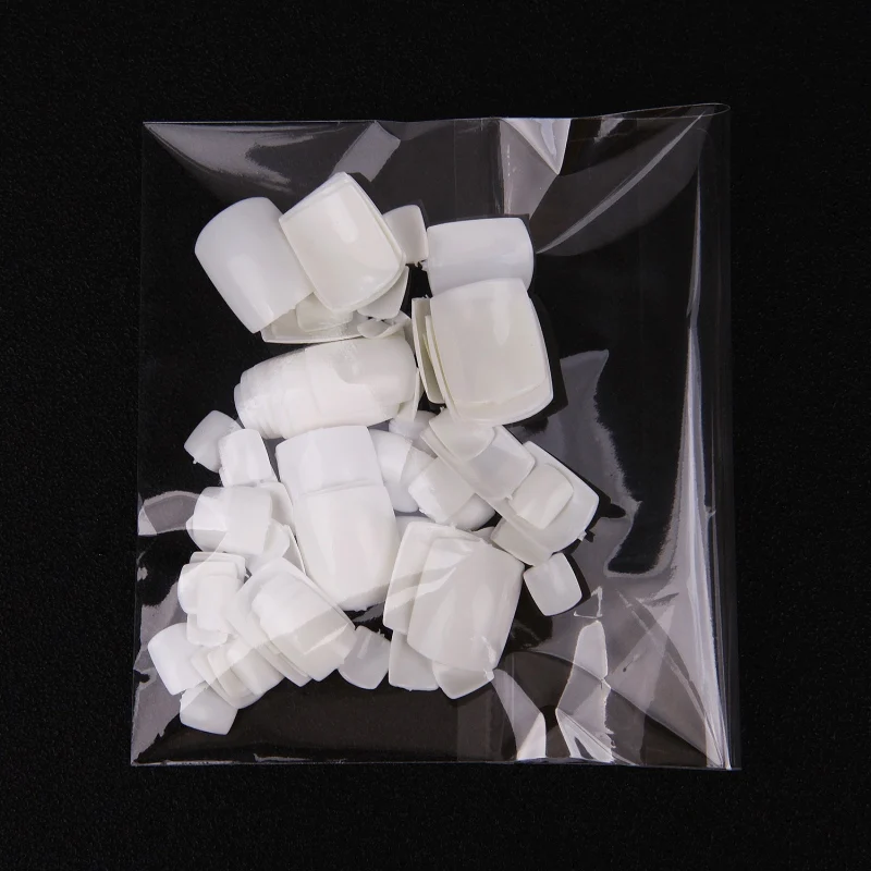 White with Bag Горячая Распродажа 100 шт. искусственный акрил накладные ногти для ног натуральные/белые/прозрачные накладные ногти для ног маникюрные украшения для художественного маникюра искусственные губки - Цвет: White with Bag