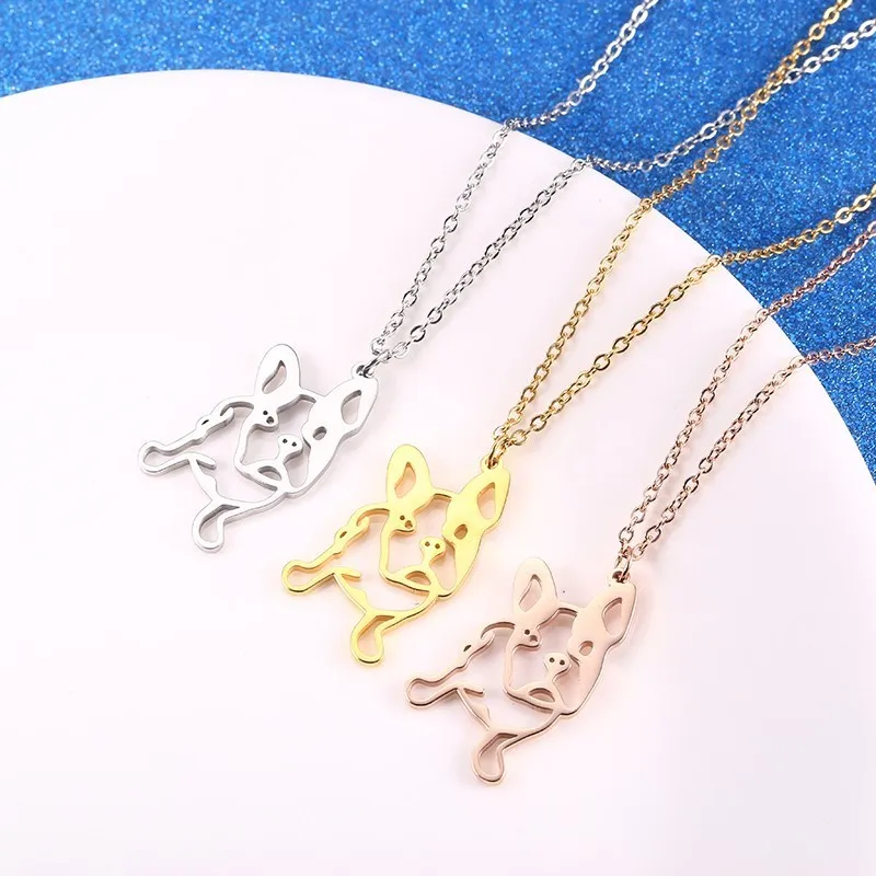 RIR Золотая Милая английская Франция подвеска в форме бульдога ожерелье