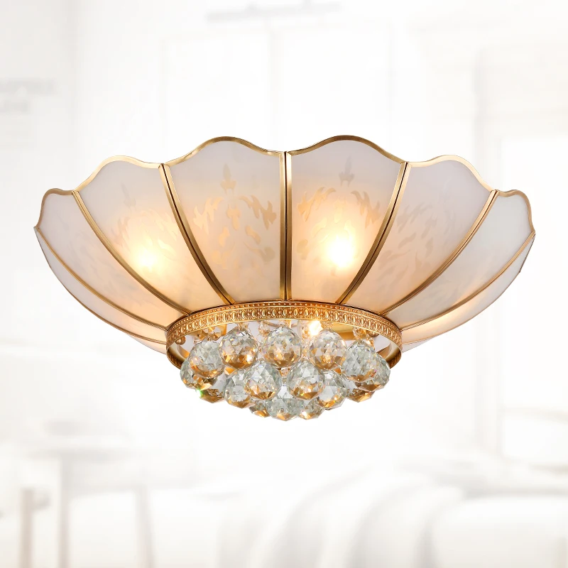 Итальянская ресторанная потолочная лампа с кристаллами современное медное