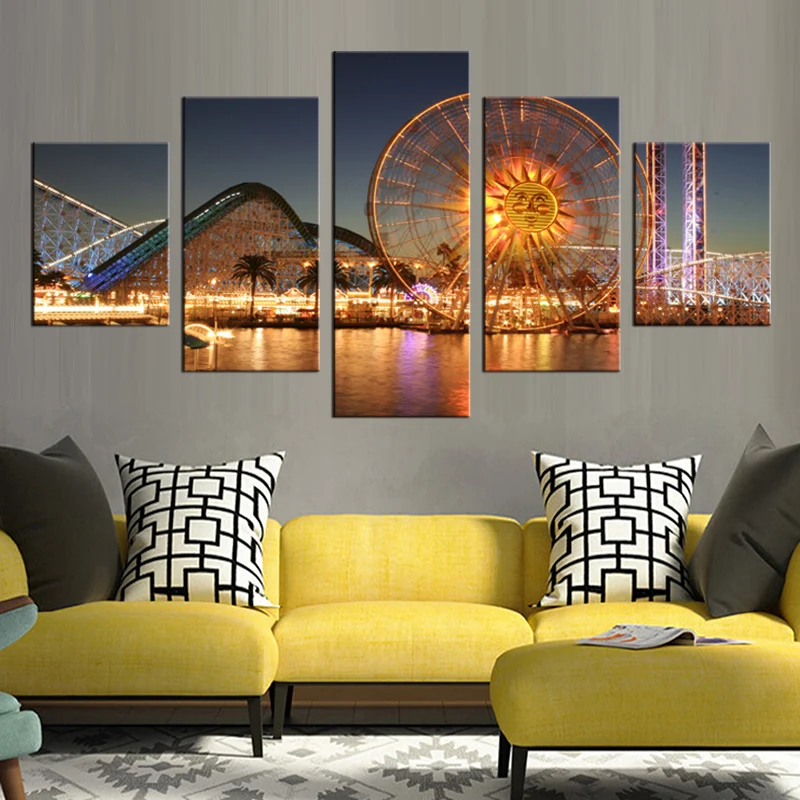 5 шт. Настенная картина с рамкой подарок украшение для дома холст печать колеса