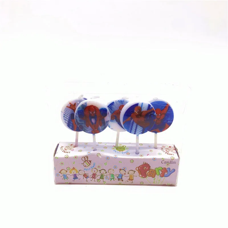 Spider-Man-2-5pcs 5 шт., украшение торта Маша и Медведь, детская мультяшная свеча с днем рождения, праздничные принадлежности для торта, детский подарок для топпера, кекса - Цвет: Spider-Man-2-5pcs