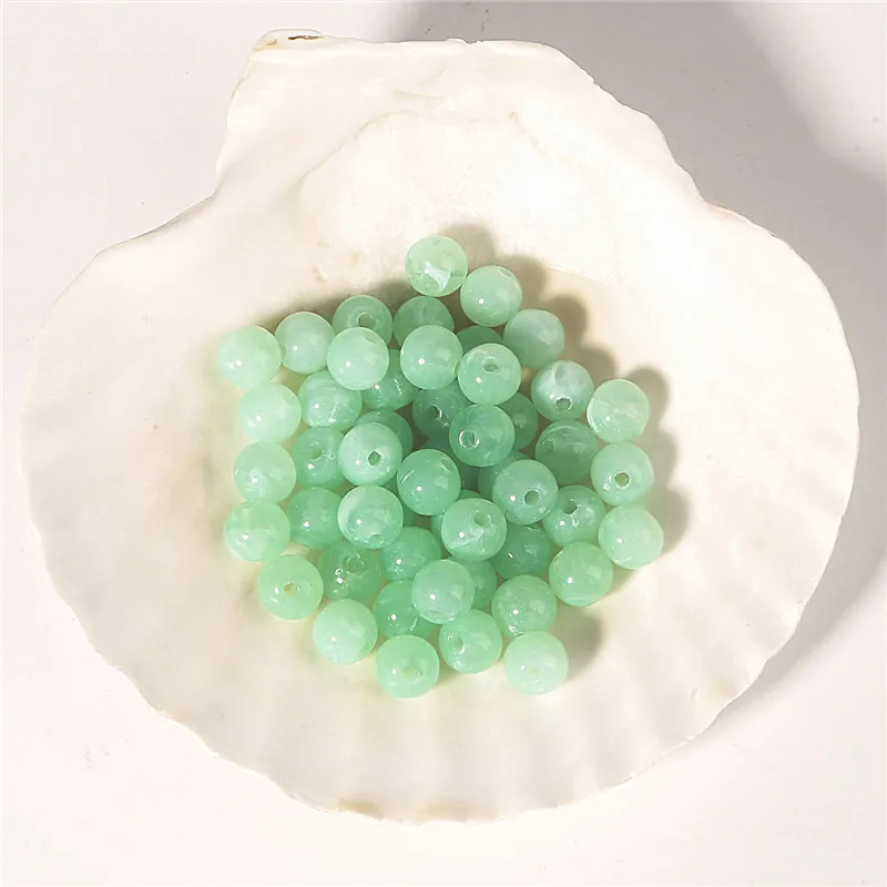 Light Green Высокое качество 6/8/10 мм разноцветные Круглые акриловые бусины облака бусины для самостоятельного изготовления браслетов Цепочки и ожерелья ювелирные изделия ручной работы аксессуары - Цвет: Light Green