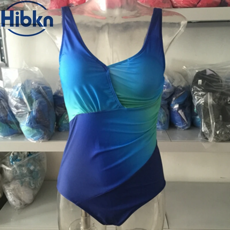 Женский слитный спортивный купальник большого размера с лямкой на шее купальный