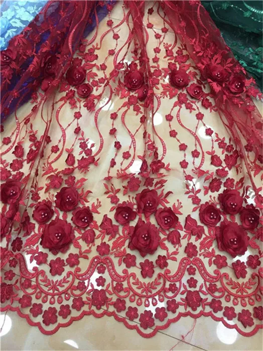 

2019 зеленая Роскошная ткань высокого качества африканская кружевная ткань ручной работы бусины 3d кружевная ткань нигерийская Свадебная кру...