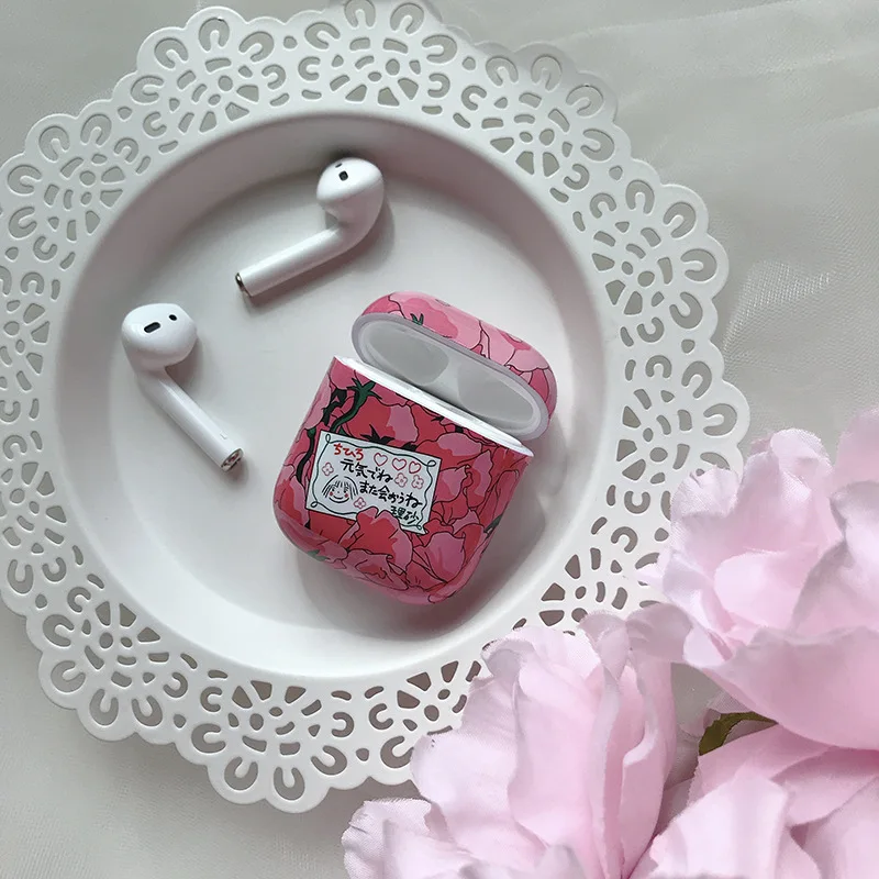 Чехол для наушников с свежими цветами Apple Airpods 1:1 Bluetooth гарнитура чехол Аксессуары