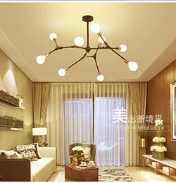Современная люстра-спутник осветительное приспособление Скандинавское полузаподлицо потолочный светильник матовый античный золотой светильник ing 6-светильник домашний декор - Цвет абажура: 9 light black