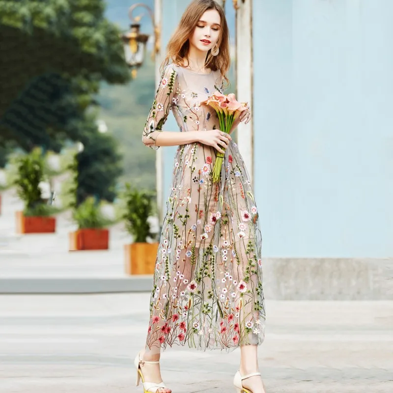 2019 Новый Для женщин в богемном стиле Vestidos винтажный вышитый с цветочным узором