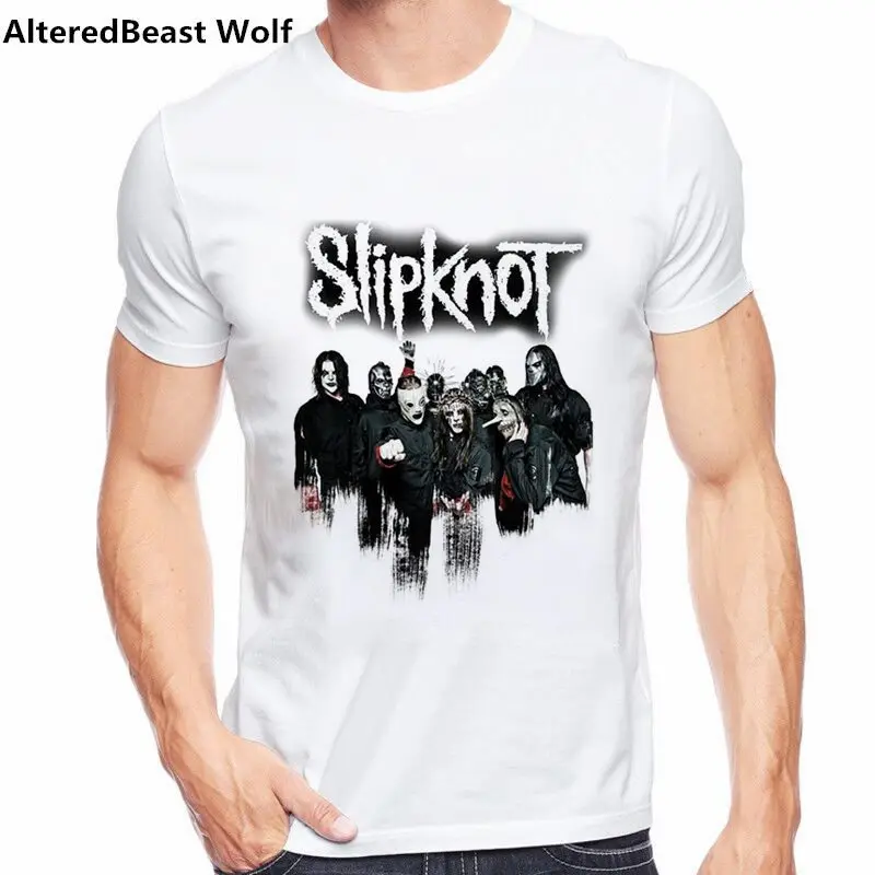 Southpark slipknot футболка белого цвета Мужская мода короткий рукав логотип slipknot футболка Топы Мультфильм Аниме крутая забавная Мужская футболка