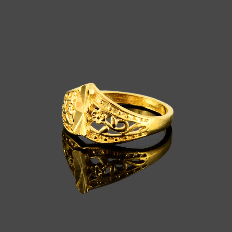 Кольцо на палец для мужчин модное чистое золото Размер 6 7 8 9 | Украшения и