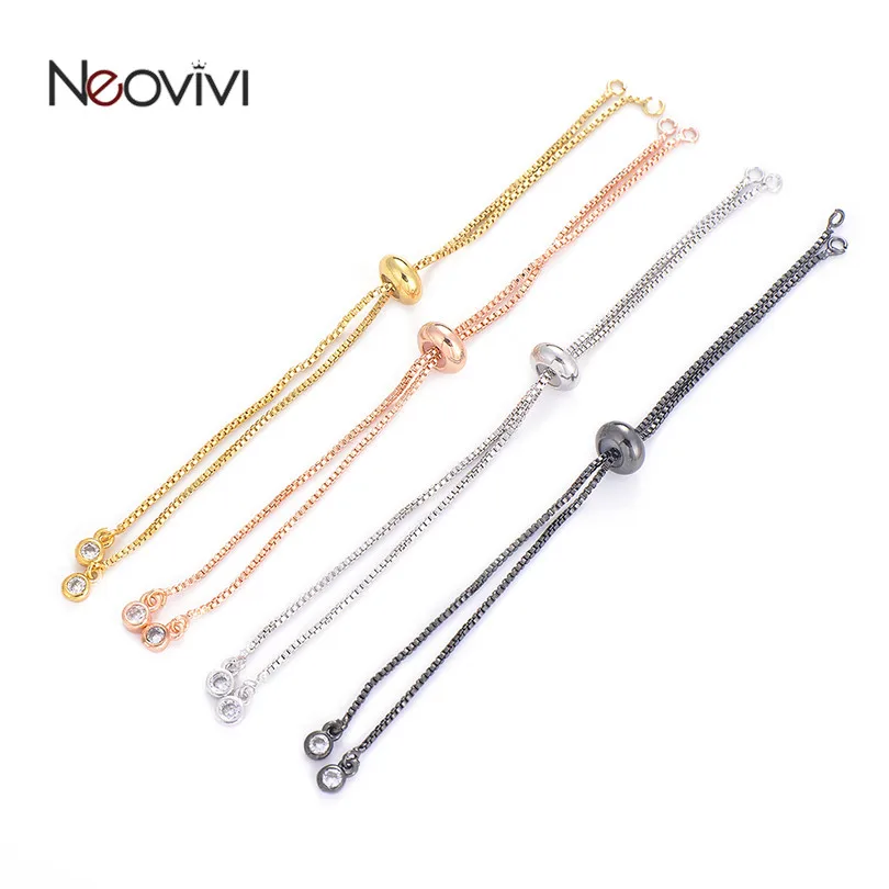 Neovivi 5 шт./лот медное кольцо слайдер цепь для самостоятельного изготовления ювелирных изделий Расширитель Регулируемые цепочки для браслетов ручной работы