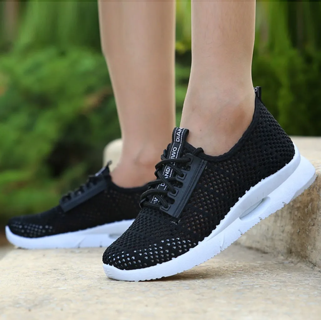 Женские дышащие кроссовки из сетчатого материала однотонная повседневная обувь