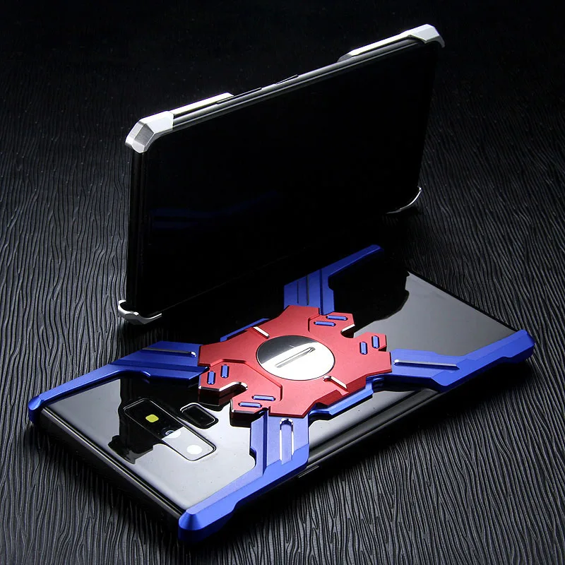 Blue red Чехол для samsung Galaxy note 9, металлический алюминиевый защитный чехол для телефона с ЧПУ - Цвет: Blue red