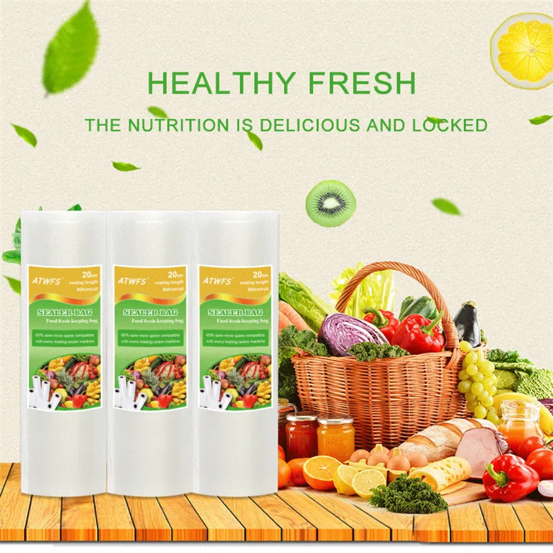 2 шт. пакеты для вакуумной упаковки пищевых продуктов 20x500 см|vacuum for food|bags vacuum sealerbag |