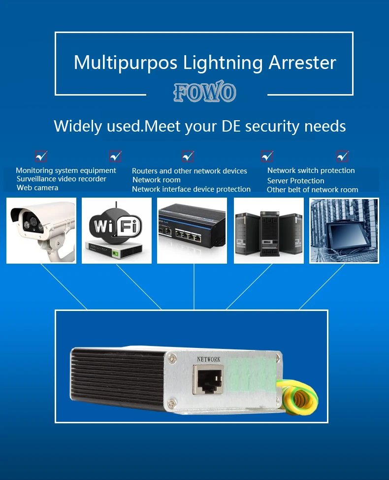 Сетевой коммутатор POE RJ45 и защита от перенапряжения устройство защиты грозоотвод