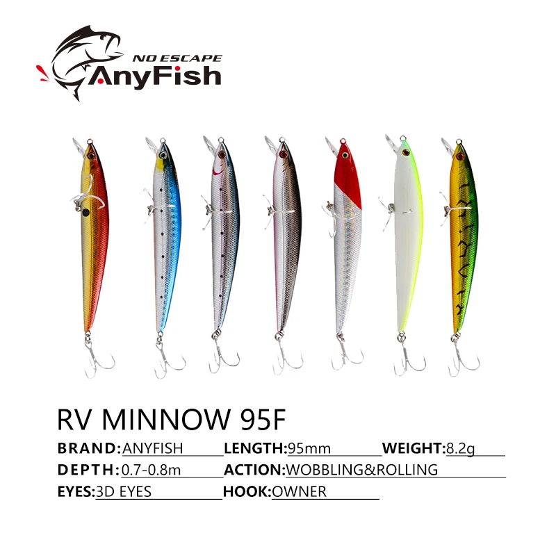 ANYFISH RV MINNOW 95F плавающая приманка для рыбалки 9,5 см 8,2 г жесткая приманка с 2 рыболовными крючками Aritificial Bait воблер глубина погружения 1-1,2 м