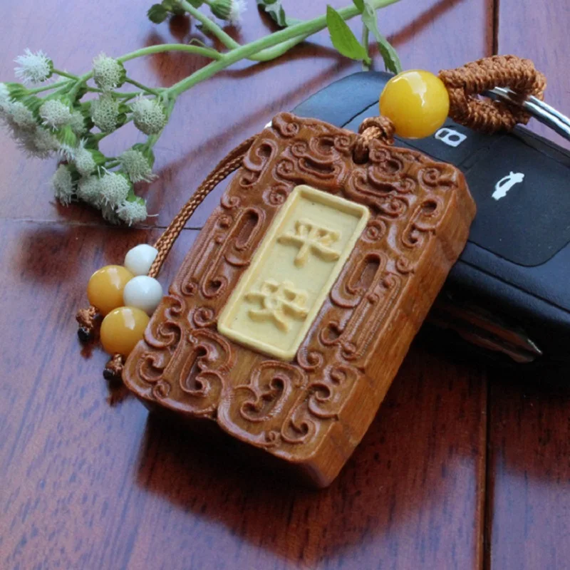 1 шт. удачу повезло брелок дерево автомобиль/сумка/кошелек амулет кулон Самшит