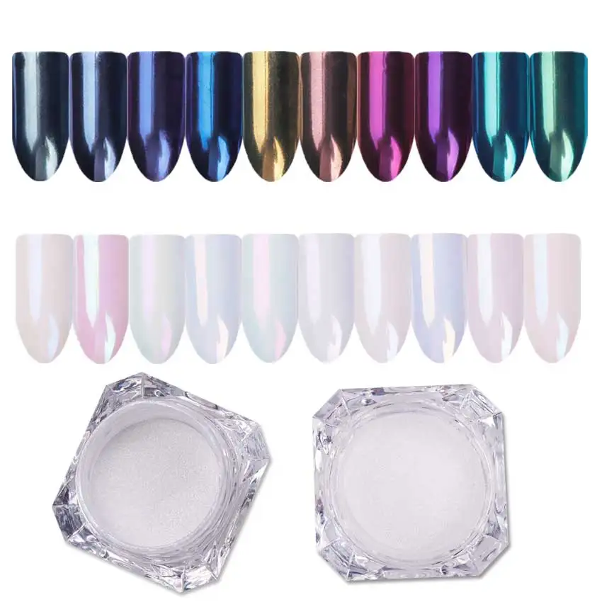 2 мл/коробка Стразы жемчужная раковина для пудры Хамелеон зеркало ногтей блестки