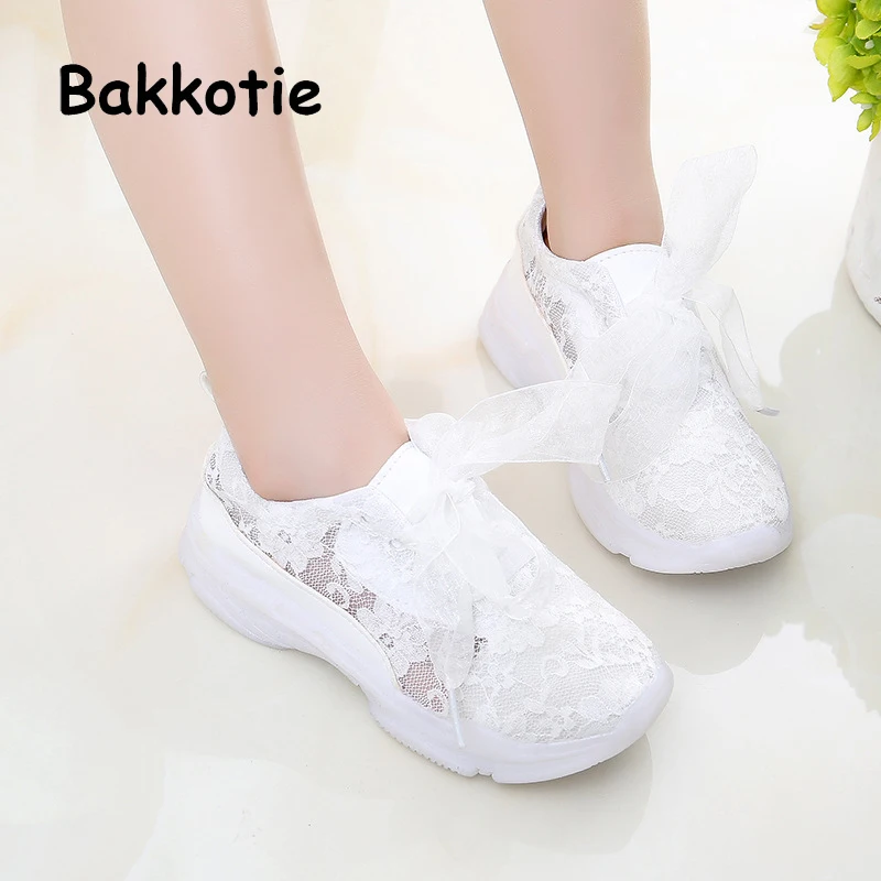 Bakkotie 2018 детей Pu кожаные принцессы со шнуровкой тапки детские модные спортивная