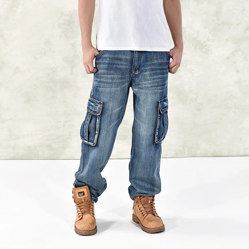 Фото Большие размеры 30-46 Модные мужские мешковатые джинсы в стиле хип-хоп 2018 Мульти