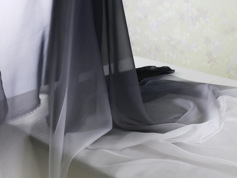 30D Tencel шифон материал светильник весовая шифоновая ткань Telas оттенок Gradul черный
